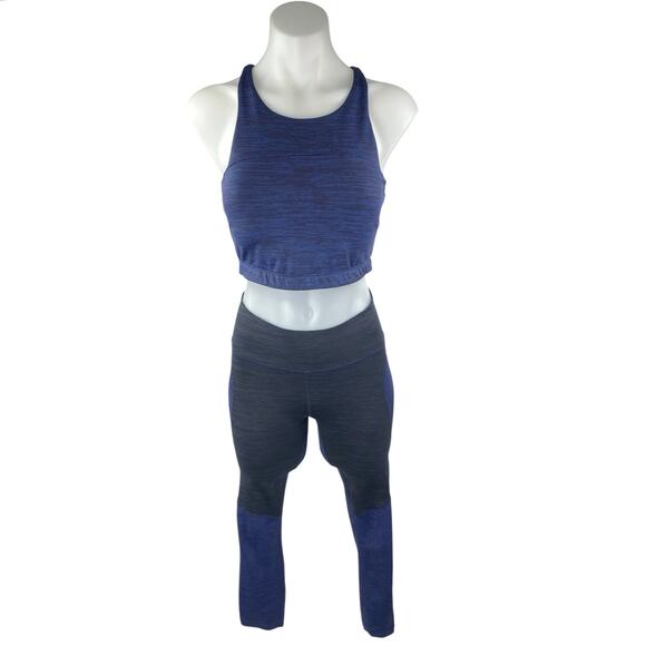 Outdoor Voices Tech Sweat Women's Blue Activewear Workout Yoga Matching Set Sz S - Picture 1 of 5